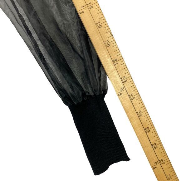 Pretty Little Thing Mini Dress Women Sz M/L Black Sheer Puff Sleeve Elegant Chic - Picture 13 of 16